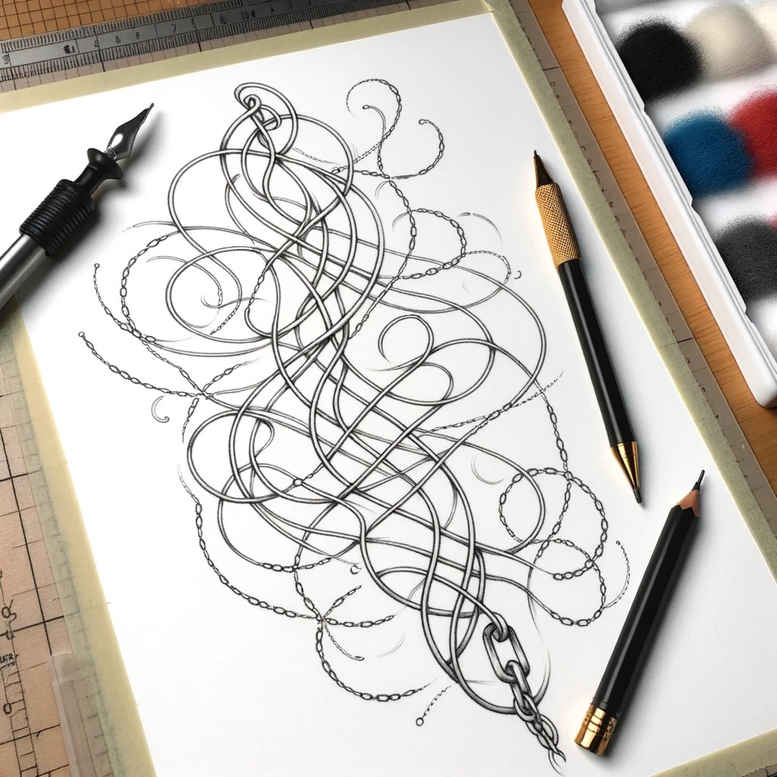 outline tattoo design ideas ultra-thin outlines symbolising endurance