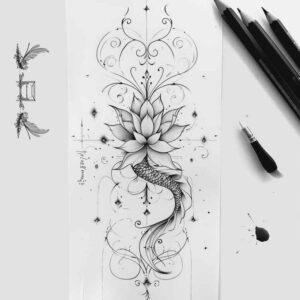 outline tattoo design ideas compact precise for temple