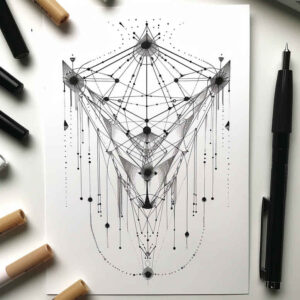 outline tattoo design ideas symbolic thin lines for back of neck