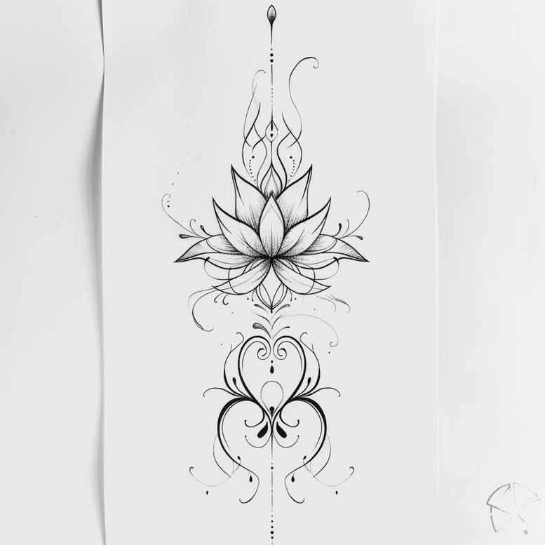 thin-line-tattoo – tattoo design ideas free ai generated – slender – for-scapula – Gallery: outline-inkby-ai