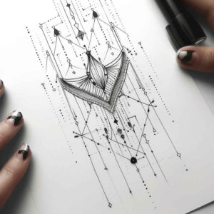 wave-line-tattoo – tattoo design ideas free ai generated – dainty – for-back – Gallery: outline-inkby-ai