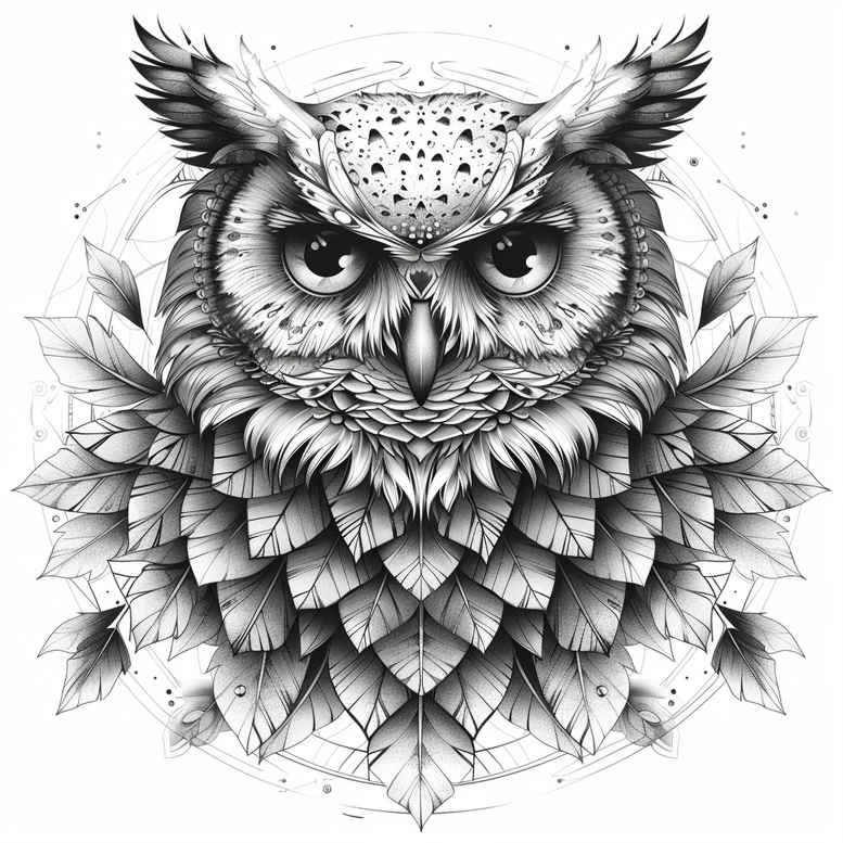 3d-owl-tattoo – tattoo design ideas free ai generated – neotraditional-vivid-color – for-upper-thigh – Gallery: owls-inkby-ai
