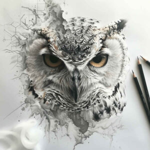 artistic-owl-tattoo – tattoo design ideas free ai generated – neotraditional-expressive-color – for-spine – Gallery: owls-inkby-ai