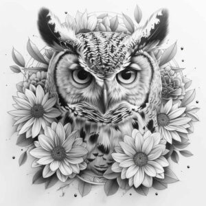 dark-aura-owl-tattoo – tattoo design ideas free ai generated – neotraditional-vintage-influence – for-foot – Gallery: owls-inkby-ai