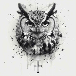 detailed-owl-tattoo – tattoo design ideas free ai generated – realism-realistic-proportions – for-upper-chest – Gallery: owls-inkby-ai