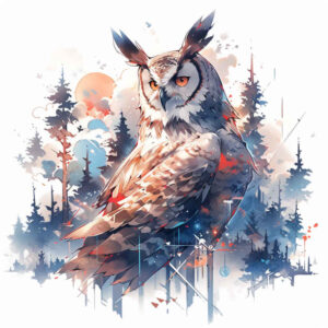 energy-symbol-owl-tattoo – tattoo design ideas free ai generated – surrealism-imaginative – for-upper-thigh – Gallery: owls-inkby-ai