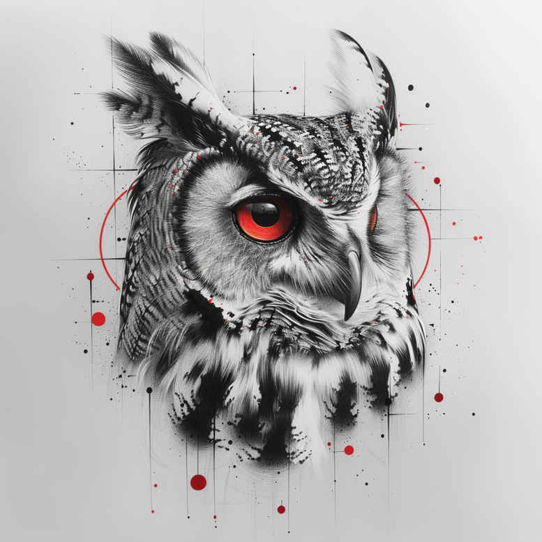feathered-owl-tattoo – tattoo design ideas free ai generated – realism-high-fidelity – for-palm – Gallery: owls-inkby-ai