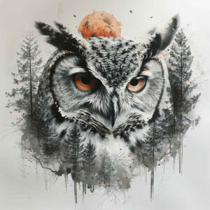 geometric-owl-tattoo – tattoo design ideas free ai generated – realism-subtle-saturation – for-back – Gallery: owls-inkby-ai