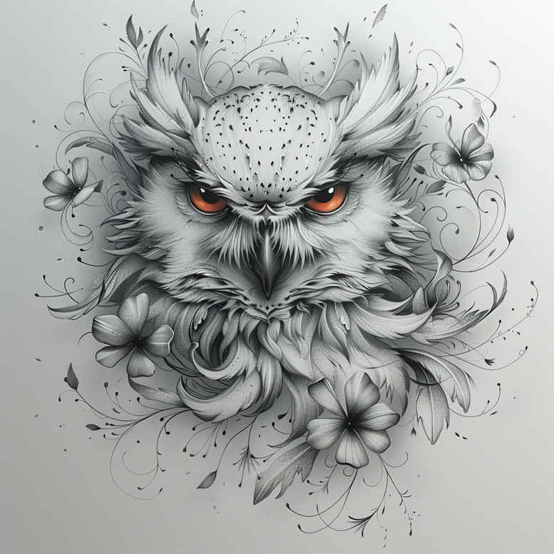 geometric-owl-tattoo – tattoo design ideas free ai generated – surrealism-melting-forms – for-shoulder – Gallery: owls-inkby-ai