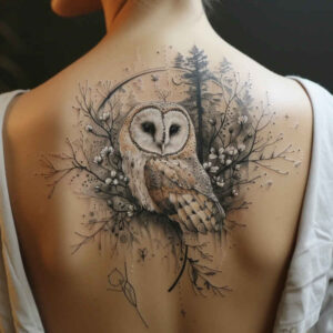 intuitive-owl-tattoo – tattoo design ideas free ai generated – neotraditional-modern-classic – for-nape – Gallery: owls-inkby-ai