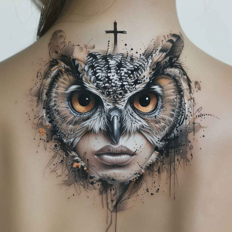intuitive-owl-tattoo – tattoo design ideas free ai generated – realism-sharp-focus – for-sternum – Gallery: owls-inkby-ai