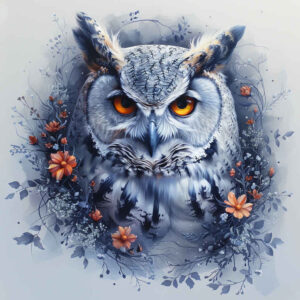 intuitive-owl-tattoo – tattoo design ideas free ai generated – surrealism-blurred-edges – for-lower-chest – Gallery: owls-inkby-ai