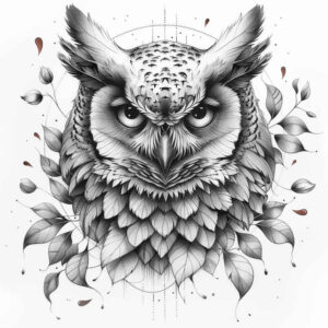life-symbol-owl-tattoo – tattoo design ideas free ai generated – surrealism-visionary – for-chest – Gallery: owls-inkby-ai