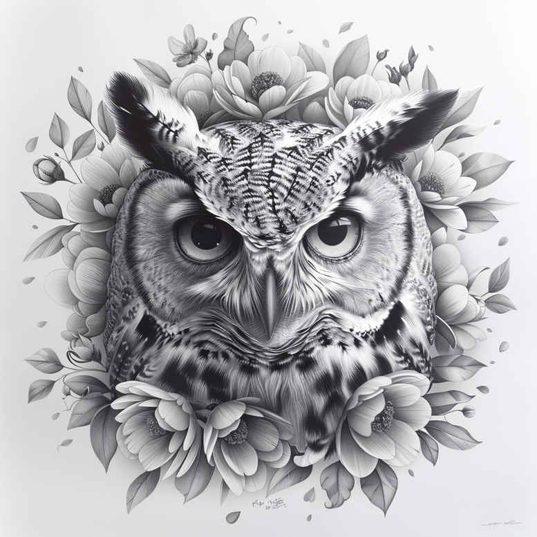 magic-owl-tattoo – tattoo design ideas free ai generated – neotraditional-decorative-elements – for-side-torso – Gallery: owls-inkby-ai