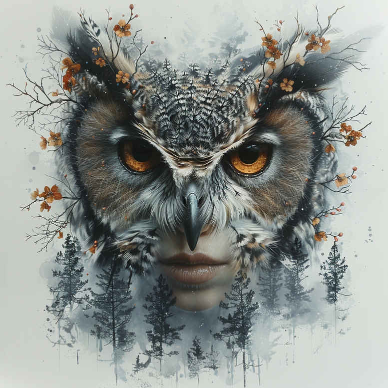 magic-owl-tattoo – tattoo design ideas free ai generated – neotraditional-saturated-hues – for-abdomen – Gallery: owls-inkby-ai