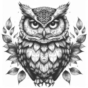 magic-owl-tattoo – tattoo design ideas free ai generated – realism-detail-accuracy – for-lower-thigh – Gallery: owls-inkby-ai
