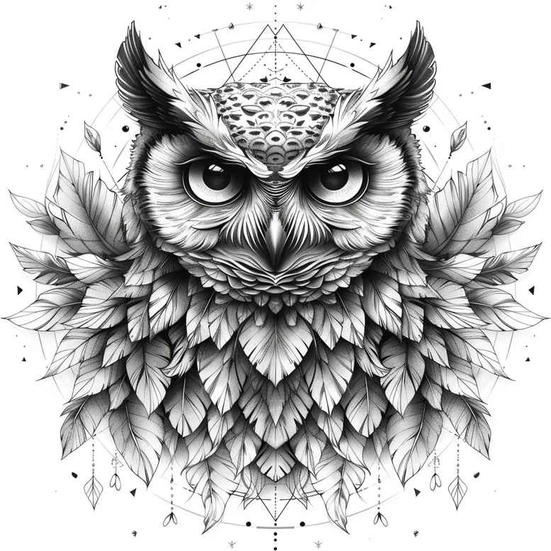 mystical-symbol-owl-tattoo – tattoo design ideas free ai generated – surrealism-unconscious-imagery – for-neck – Gallery: owls-inkby-ai