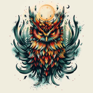 mystical-symbol-owl-tattoo – tattoo design ideas free ai generated – surrealism-unreal – for-thigh – Gallery: owls-inkby-ai