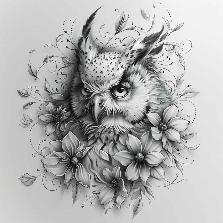 nature-motif-owl-tattoo – tattoo design ideas free ai generated – realism-transparent-layer – for-shin – Gallery: owls-inkby-ai