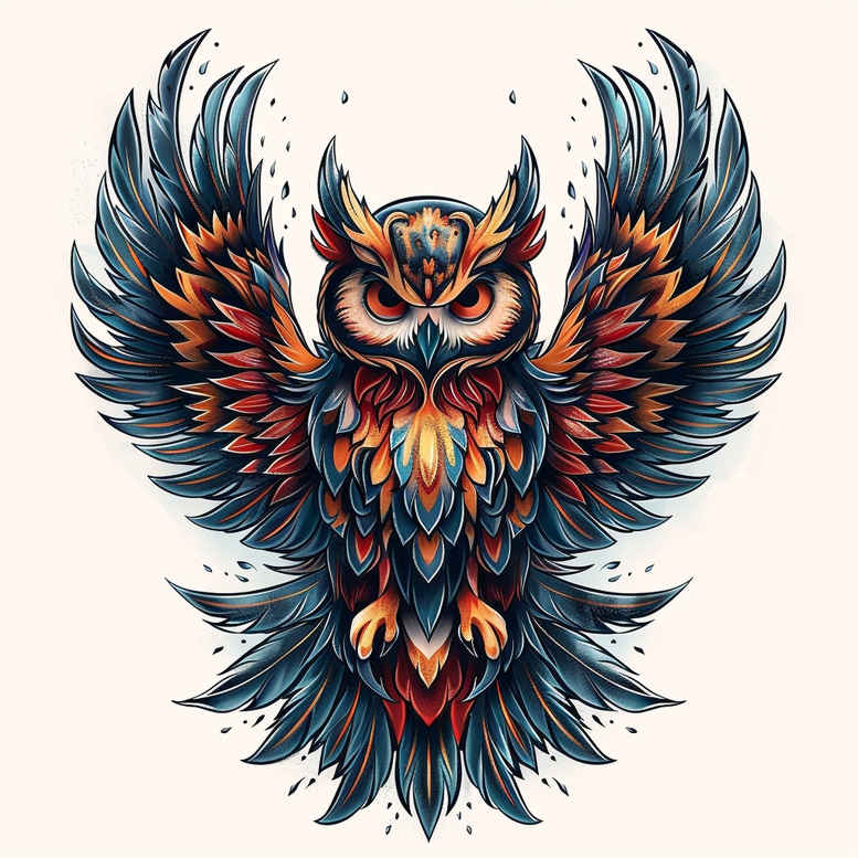 ornamental-owl-tattoo – tattoo design ideas free ai generated – realism-textured-skin – for-triceps – Gallery: owls-inkby-ai
