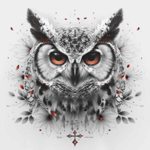 owl-abstract-pattern-tattoo – tattoo design ideas free ai generated – neotraditional-bold-color-blocks – for-lower-arm – Gallery: owls-inkby-ai