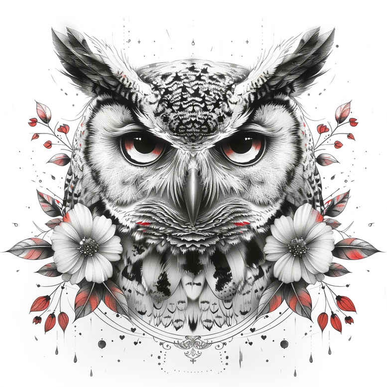 owl-ancient-tattoo – tattoo design ideas free ai generated – neotraditional-artistic-contrast – for-arm – Gallery: owls-inkby-ai