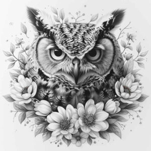 owl-contour-tattoo – tattoo design ideas free ai generated – neotraditional-clean-fill – for-upper-arm – Gallery: owls-inkby-ai