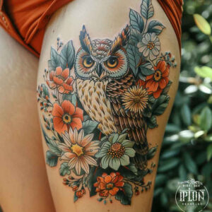 owl-contour-tattoo – tattoo design ideas free ai generated – realism-optical-depth – for-chest – Gallery: owls-inkby-ai