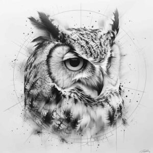 owl-energy-tattoo – tattoo design ideas free ai generated – realism-tattoo-reflection – for-shoulder-blade – Gallery: owls-inkby-ai