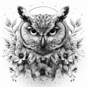 owl-energy-tattoo – tattoo design ideas free ai generated – surrealism-melted-shapes – for-back-shoulder – Gallery: owls-inkby-ai