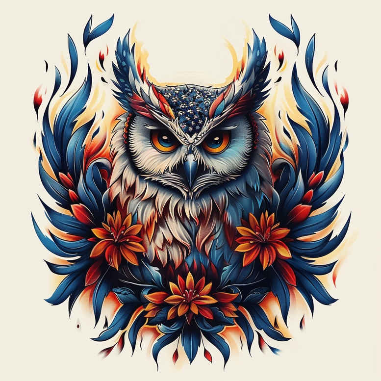 owl-energy-tattoo – tattoo design ideas free ai generated – surrealism-otherworldly – for-inner-arm – Gallery: owls-inkby-ai
