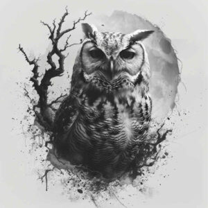 owl-expression-tattoo – tattoo design ideas free ai generated – realism-rich-blacks – for-foot – Gallery: owls-inkby-ai