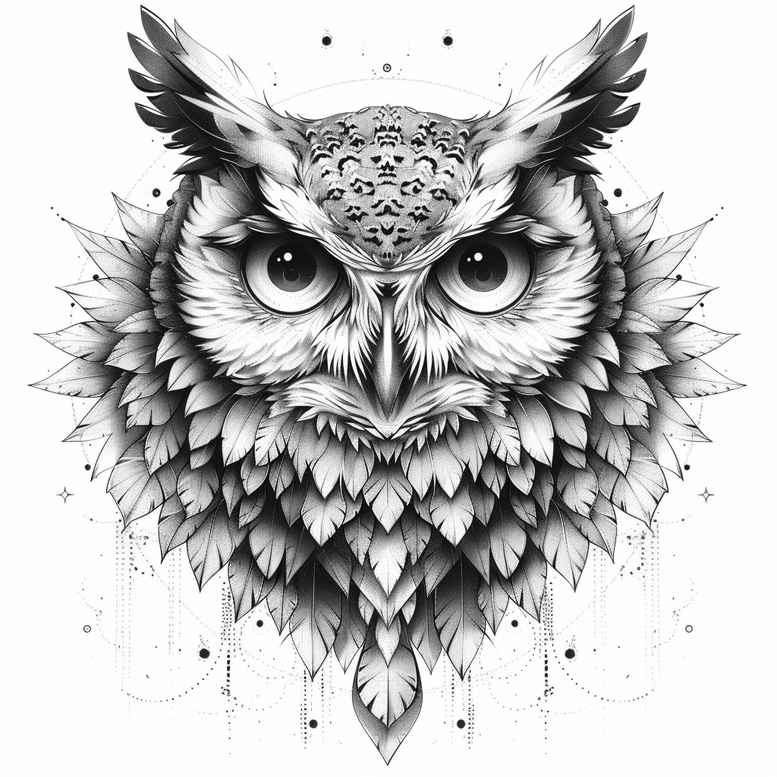 owl-eyes-tattoo – tattoo design ideas free ai generated – realism-illustrative-style – for-abdomen – Gallery: owls-inkby-ai