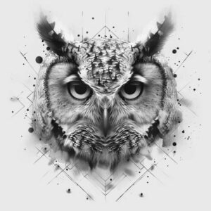 owl-eyes-tattoo – tattoo design ideas free ai generated – surrealism-illusionary – for-back-of-neck – Gallery: owls-inkby-ai