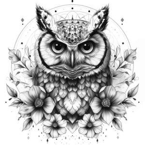 owl-eyes-tattoo – tattoo design ideas free ai generated – surrealism-psychic-energy – for-upper-chest – Gallery: owls-inkby-ai