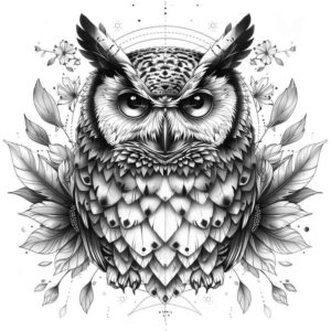 owl-magical-tattoo – tattoo design ideas free ai generated – realism-depth-of-field – for-thigh – Gallery: owls-inkby-ai