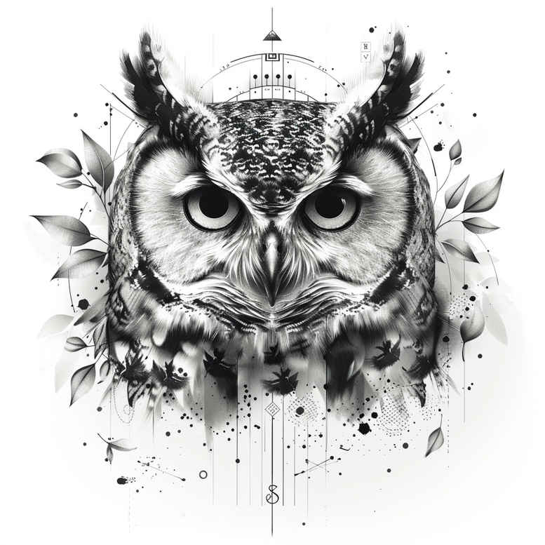 owl-mystical-tattoo – tattoo design ideas free ai generated – realism-smooth-blackwork – for-forearm – Gallery: owls-inkby-ai