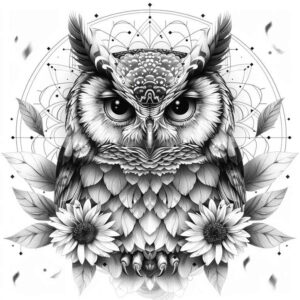 owl-mystical-tattoo – tattoo design ideas free ai generated – surrealism-distorted-reality – for-stomach – Gallery: owls-inkby-ai
