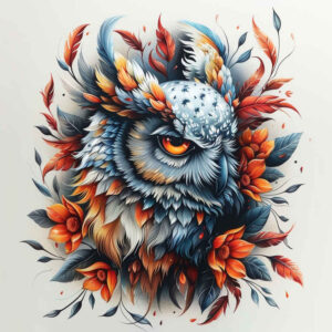 owl-natural-look-tattoo – tattoo design ideas free ai generated – realism-realistic-color – for-back – Gallery: owls-inkby-ai