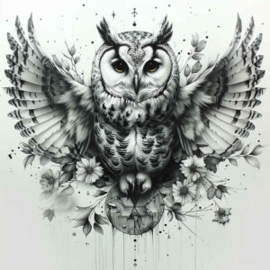 mysterious-owl-tattoo-realism-realistic-color-for-collarbone – tattoo design ideas free ai generated – Gallery: owls-inkby-ai