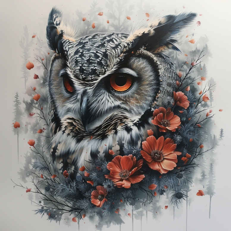 owl-organic-line-tattoo – tattoo design ideas free ai generated – realism-balanced-light – for-calf – Gallery: owls-inkby-ai