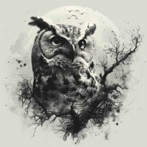owl-organic-line-tattoo – tattoo design ideas free ai generated – realism-natural-contours – for-wrist-side – Gallery: owls-inkby-ai
