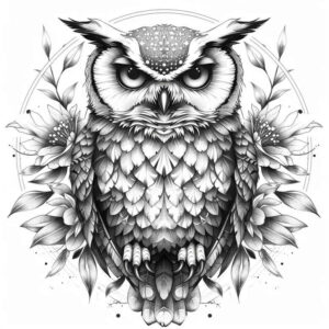 owl-spirit-tattoo – tattoo design ideas free ai generated – neotraditional-artistic-flair – for-shoulder-blade – Gallery: owls-inkby-ai