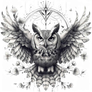 owl-spirit-tattoo – tattoo design ideas free ai generated – neotraditional-clean-fill – for-neck – Gallery: owls-inkby-ai