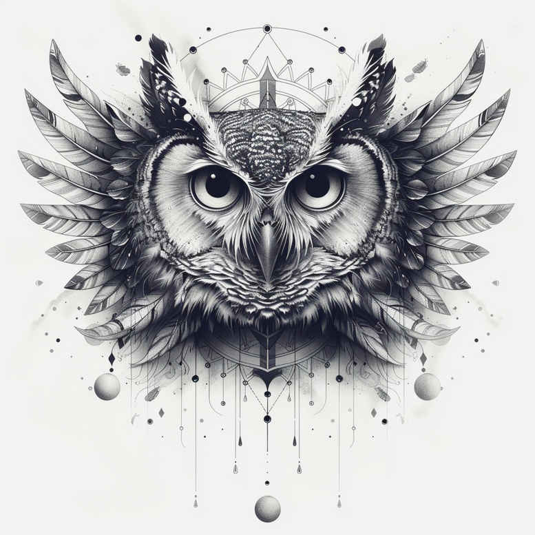 owl-symbol-tattoo – tattoo design ideas free ai generated – realism-depth-perception – for-heel – Gallery: owls-inkby-ai