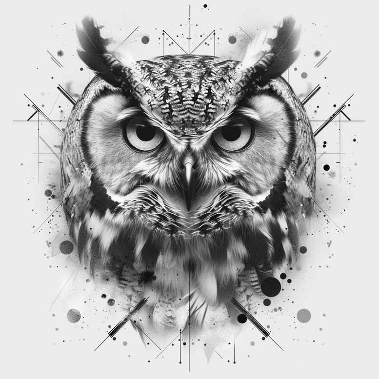 owl-wave-tattoo – tattoo design ideas free ai generated – neotraditional-contoured-forms – for-lower-back – Gallery: owls-inkby-ai