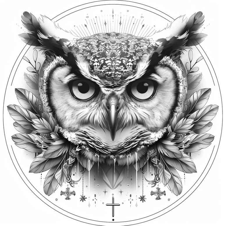 realistic-owl-tattoo – tattoo design ideas free ai generated – neotraditional-bold-texture – for-forearm – Gallery: owls-inkby-ai