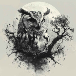 realistic-owl-tattoo – tattoo design ideas free ai generated – realism-light-play – for-biceps – Gallery: owls-inkby-ai