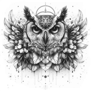 shaded-owl-tattoo – tattoo design ideas free ai generated – neotraditional-bold-texture – for-foot – Gallery: owls-inkby-ai