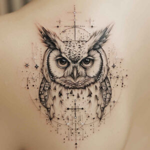 shaded-owl-tattoo – tattoo design ideas free ai generated – realism-reflection-effect – for-stomach – Gallery: owls-inkby-ai